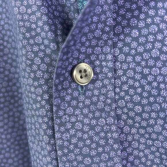 Ted Baker Endurance Purple Blue Print Long Sleeve Button Down Shirt Sz 16 34/35 - Picture 5 of 9